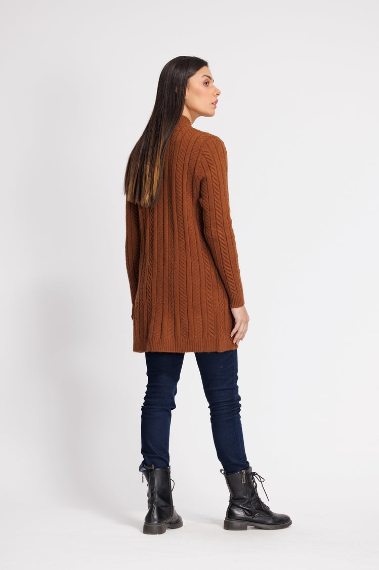 Picture of Ellena - Round Neck Cardigan Sweater - Available at Raja Sahib