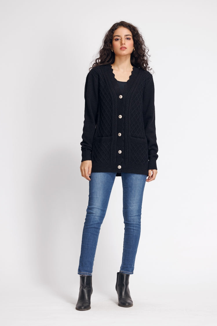 Picture of Ellena - V-Neck Cardigan Sweater - Available at Raja Sahib