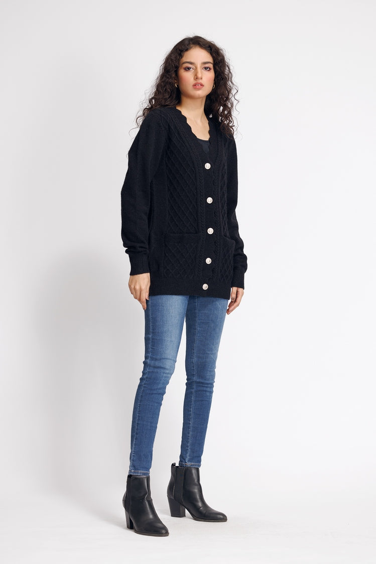 Picture of Ellena - V-Neck Cardigan Sweater - Available at Raja Sahib