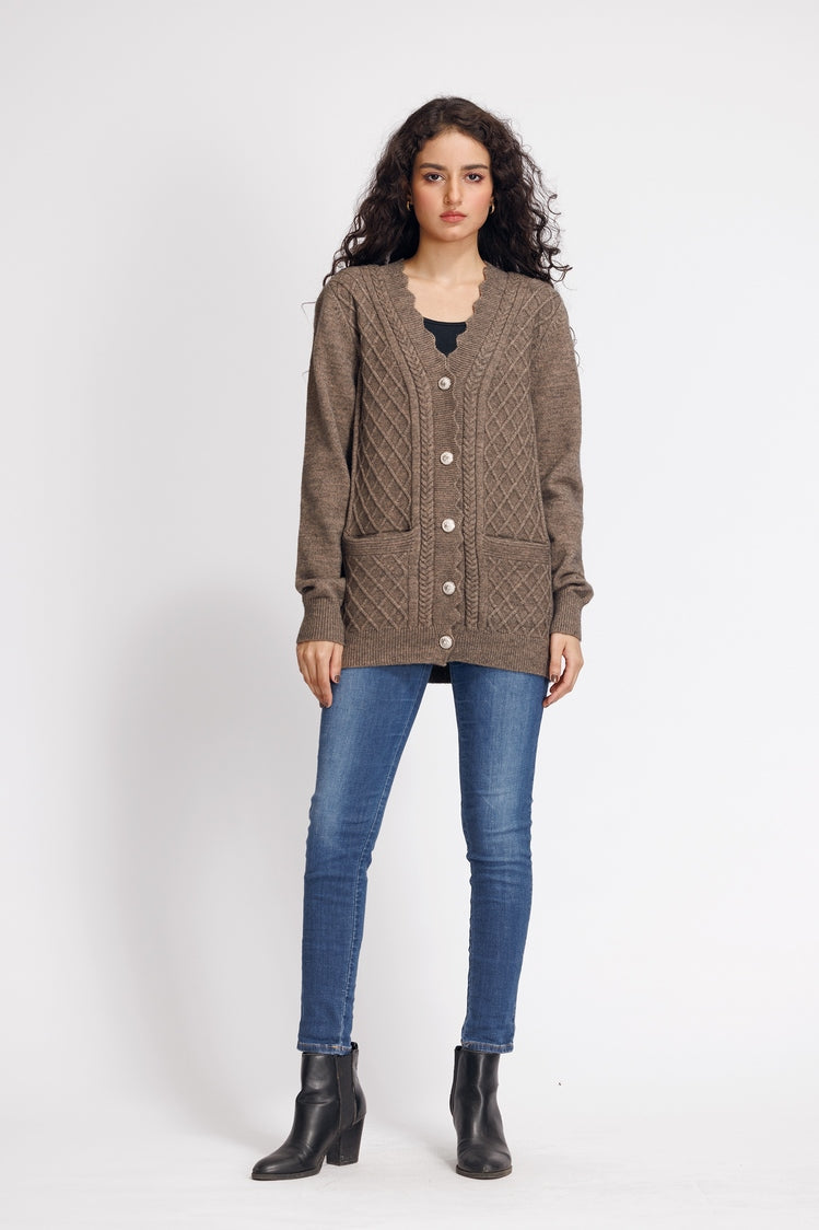Picture of Ellena - V-Neck Cardigan Sweater - Available at Raja Sahib