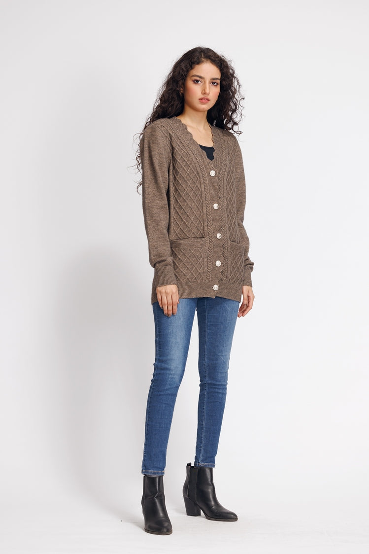 Picture of Ellena - V-Neck Cardigan Sweater - Available at Raja Sahib