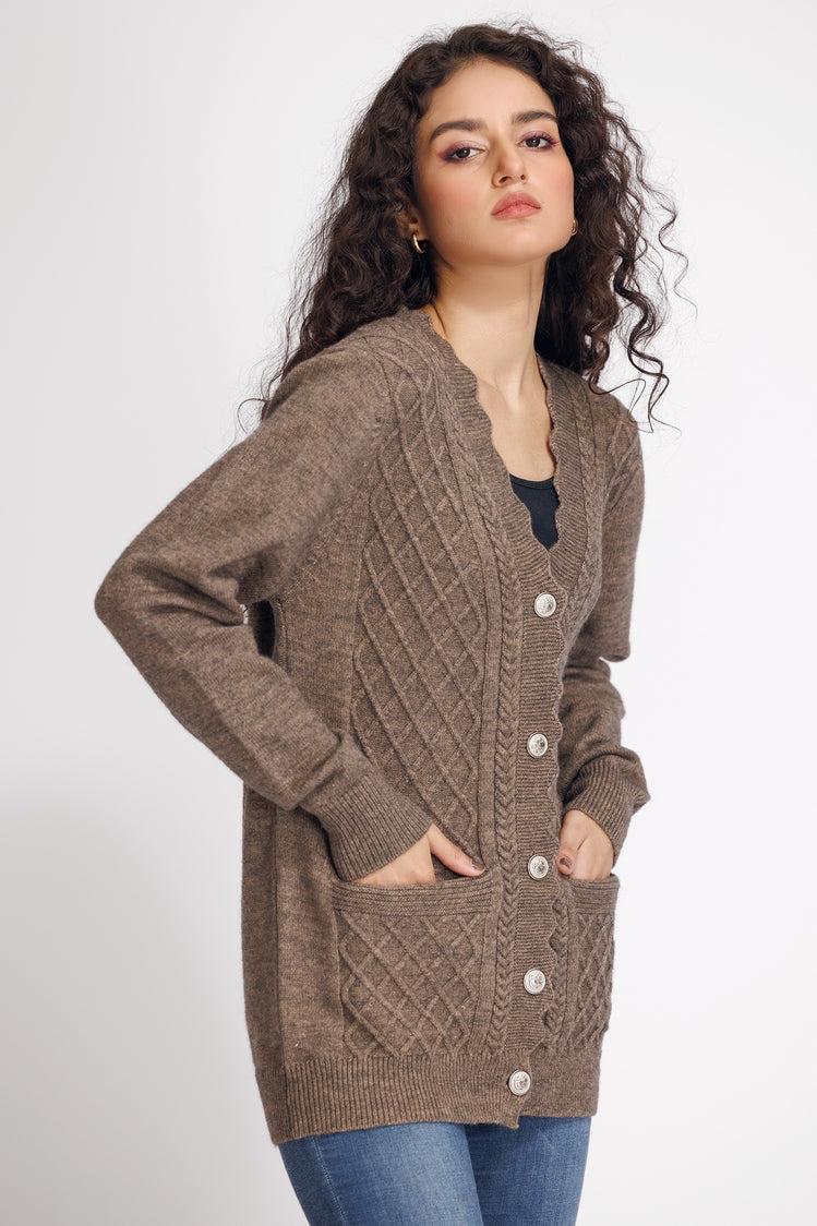 Picture of Ellena - V-Neck Cardigan Sweater - Available at Raja Sahib