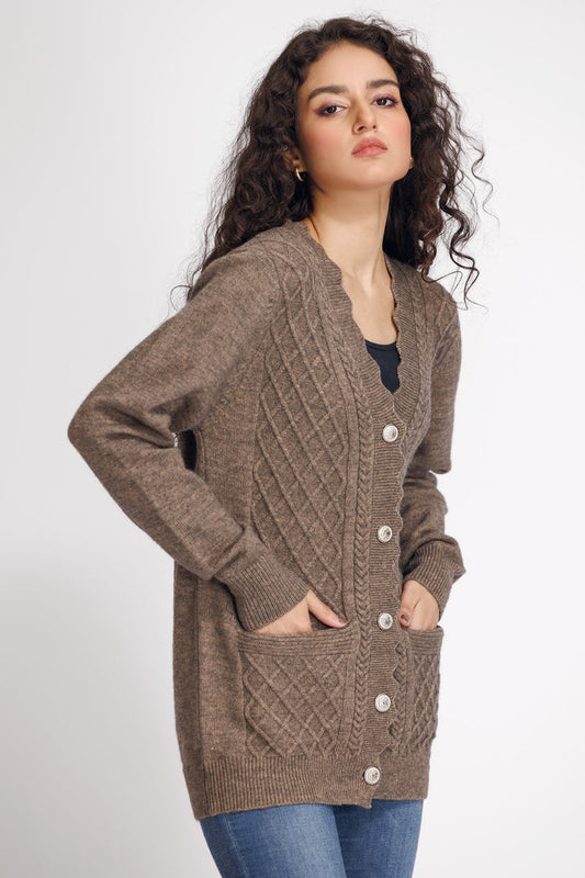 Picture of Ellena - V-Neck Cardigan Sweater - Available at Raja Sahib