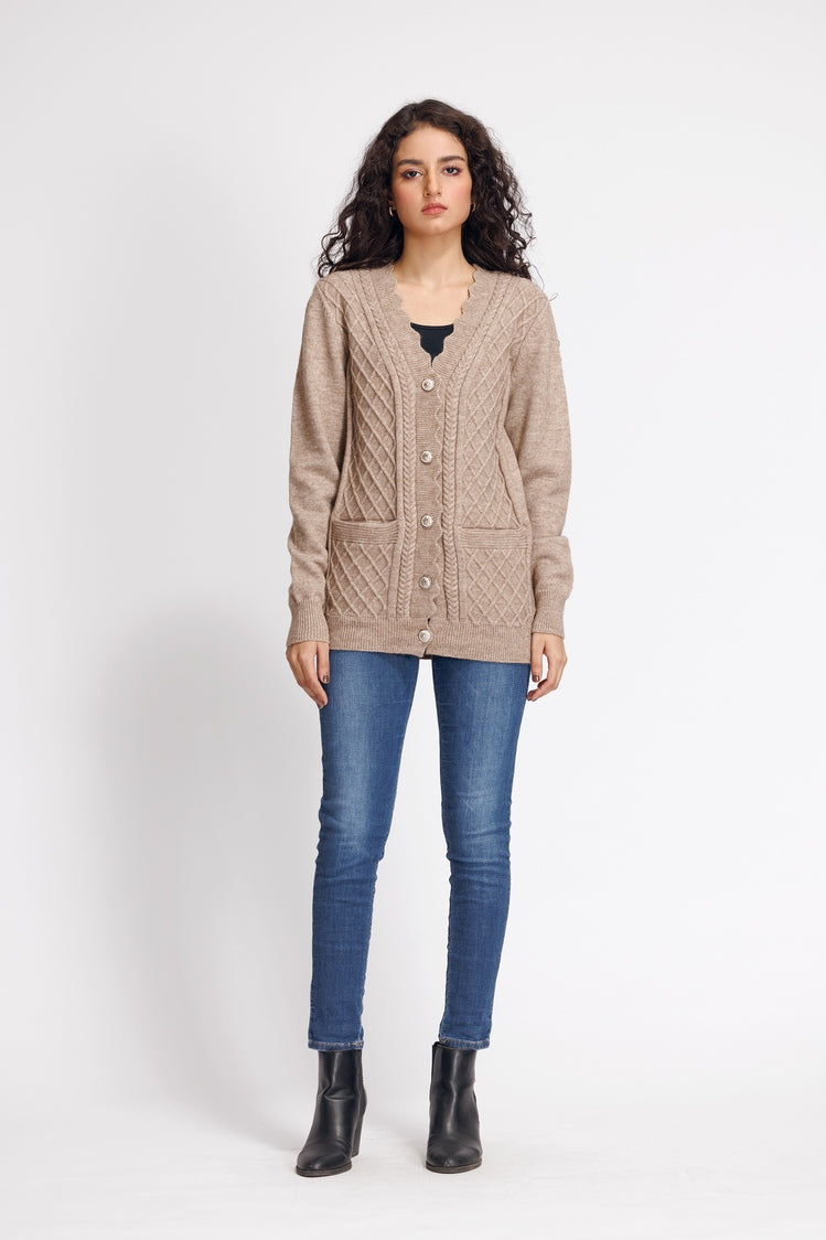 Picture of Ellena - V-Neck Cardigan Sweater - Available at Raja Sahib