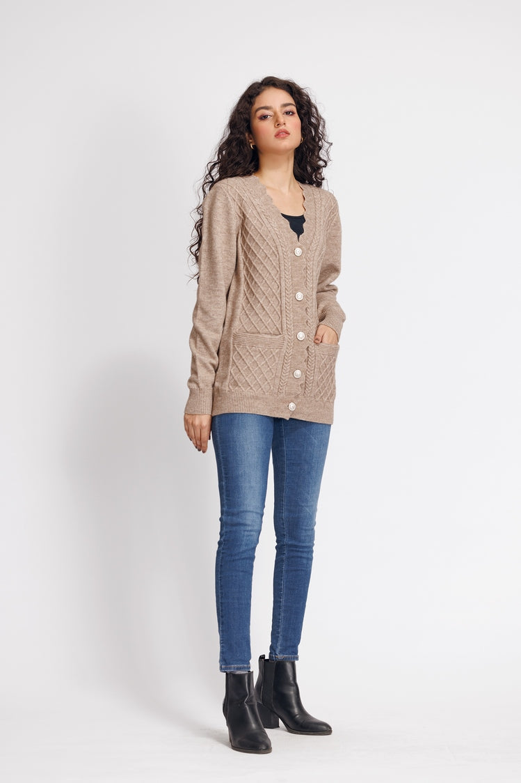 Picture of Ellena - V-Neck Cardigan Sweater - Available at Raja Sahib