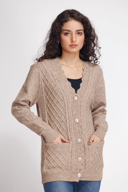 Picture of Ellena - V-Neck Cardigan Sweater - Available at Raja Sahib