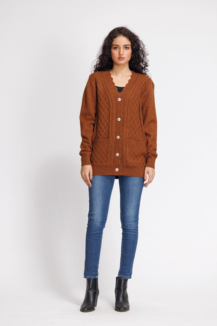 Picture of Ellena - V-Neck Cardigan Sweater - Available at Raja Sahib