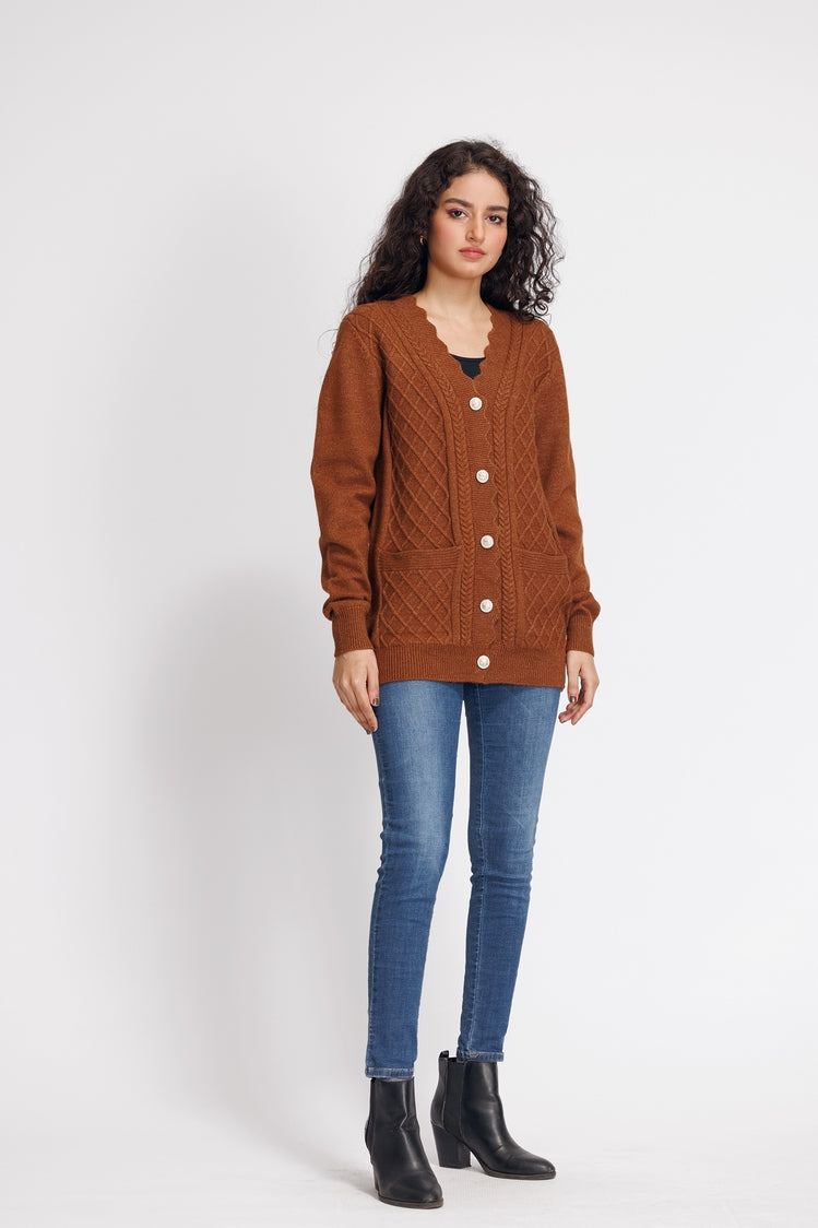 Picture of Ellena - V-Neck Cardigan Sweater - Available at Raja Sahib
