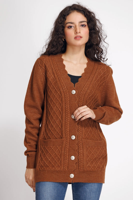 Picture of Ellena - V-Neck Cardigan Sweater - Available at Raja Sahib