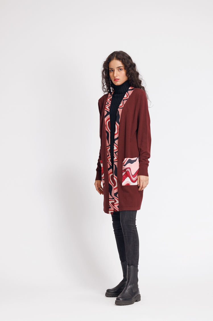 Picture of Ellena - V-Neck Cardigan Sweater - Available at Raja Sahib