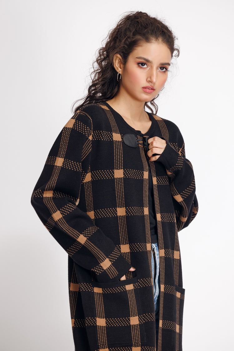 Picture of Ellena - Round Neck Cardigan Sweater - Available at Raja Sahib