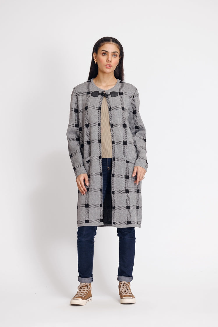 Picture of Ellena - Round Neck Cardigan Sweater - Available at Raja Sahib