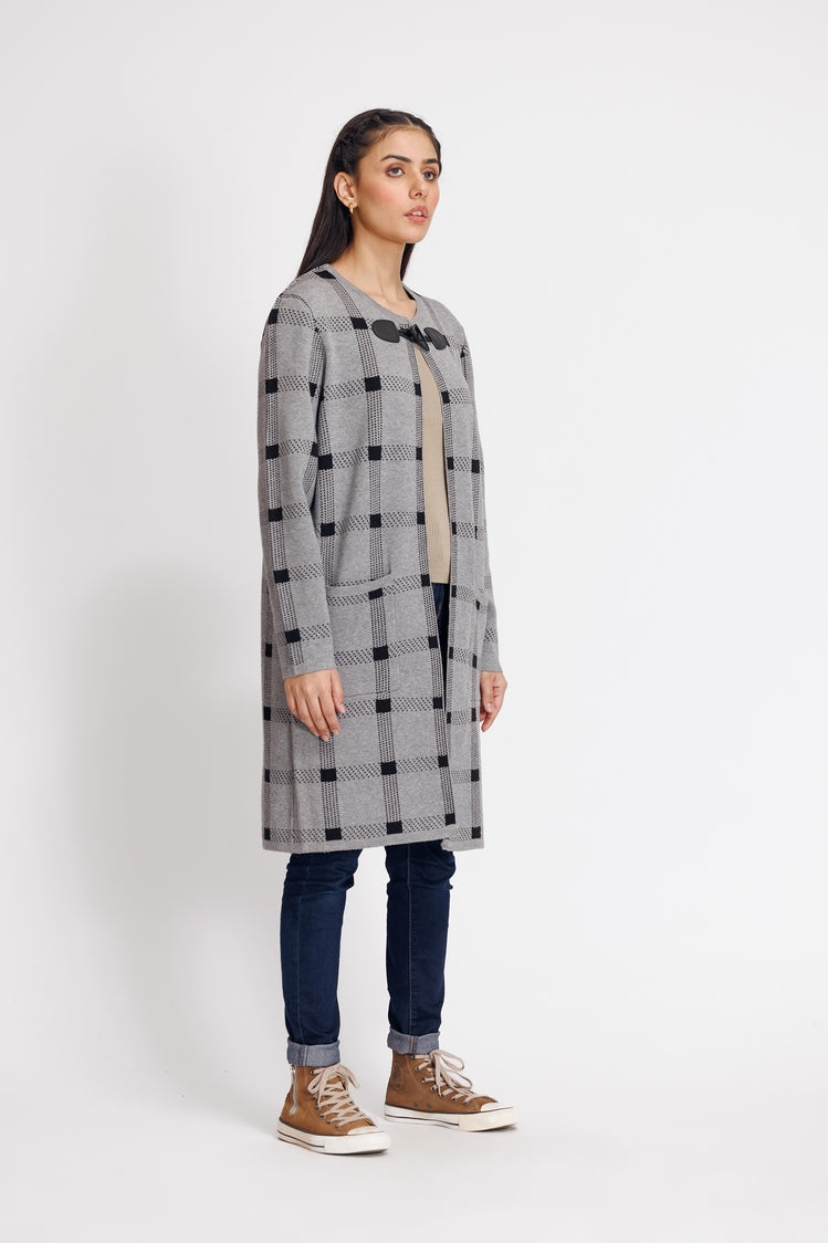 Picture of Ellena - Round Neck Cardigan Sweater - Available at Raja Sahib