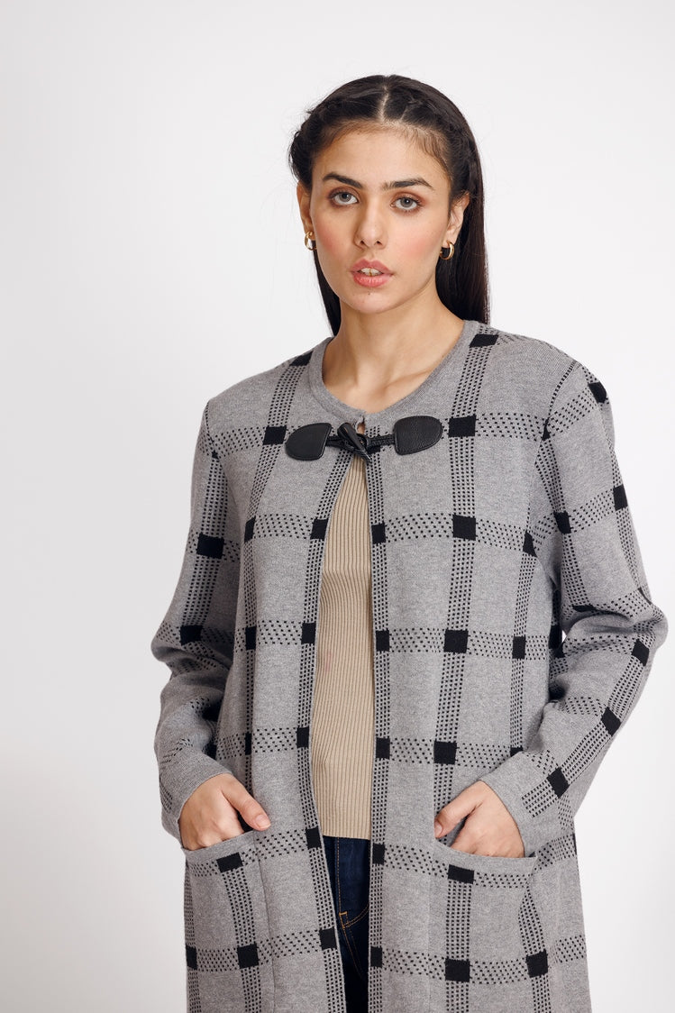 Picture of Ellena - Round Neck Cardigan Sweater - Available at Raja Sahib