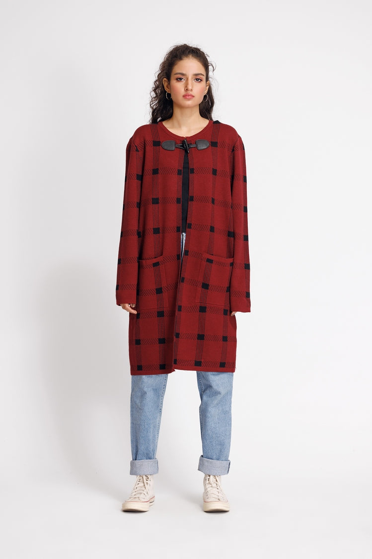 Picture of Ellena - Round Neck Cardigan Sweater - Available at Raja Sahib