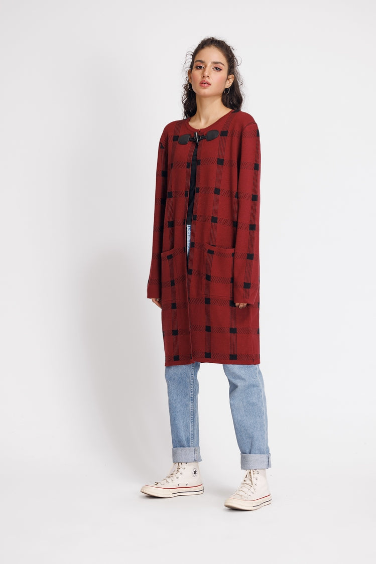 Picture of Ellena - Round Neck Cardigan Sweater - Available at Raja Sahib