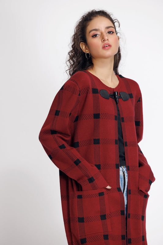 Picture of Ellena - Round Neck Cardigan Sweater - Available at Raja Sahib