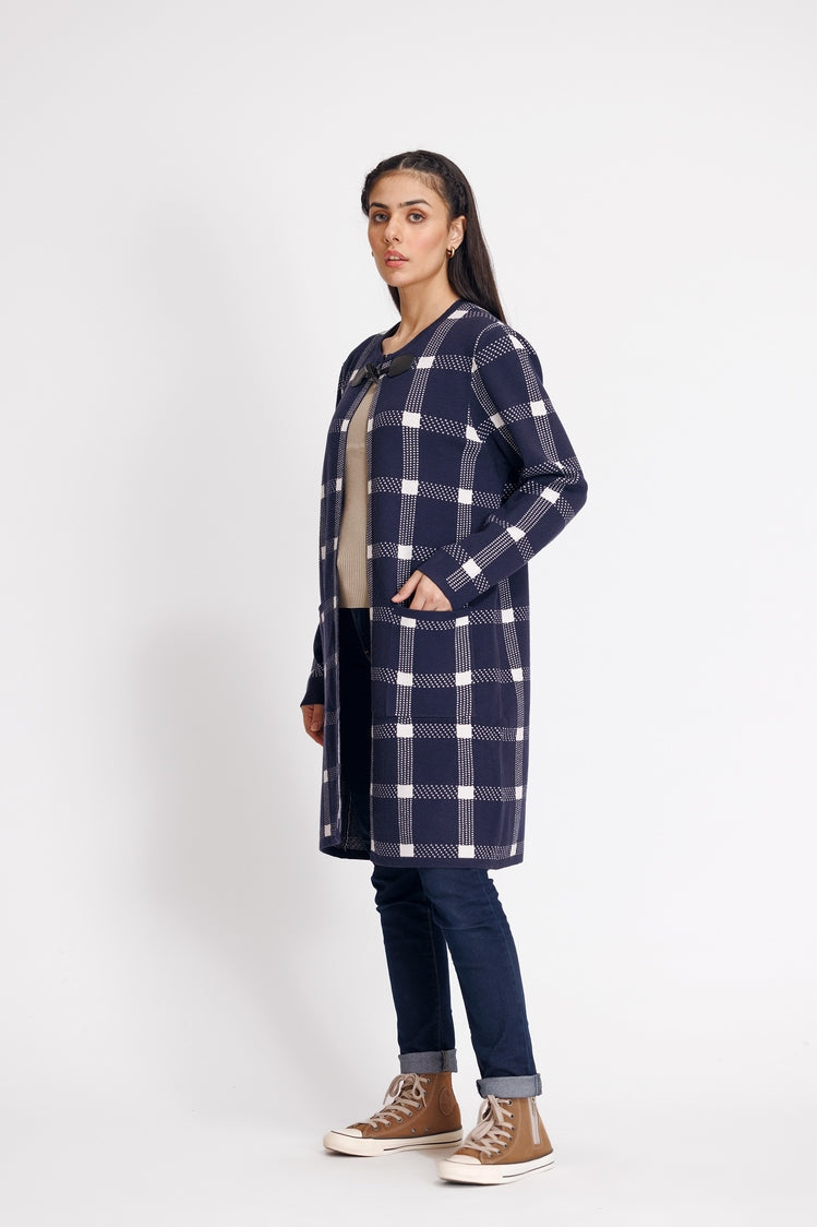 Picture of Ellena - Round Neck Cardigan Sweater - Available at Raja Sahib