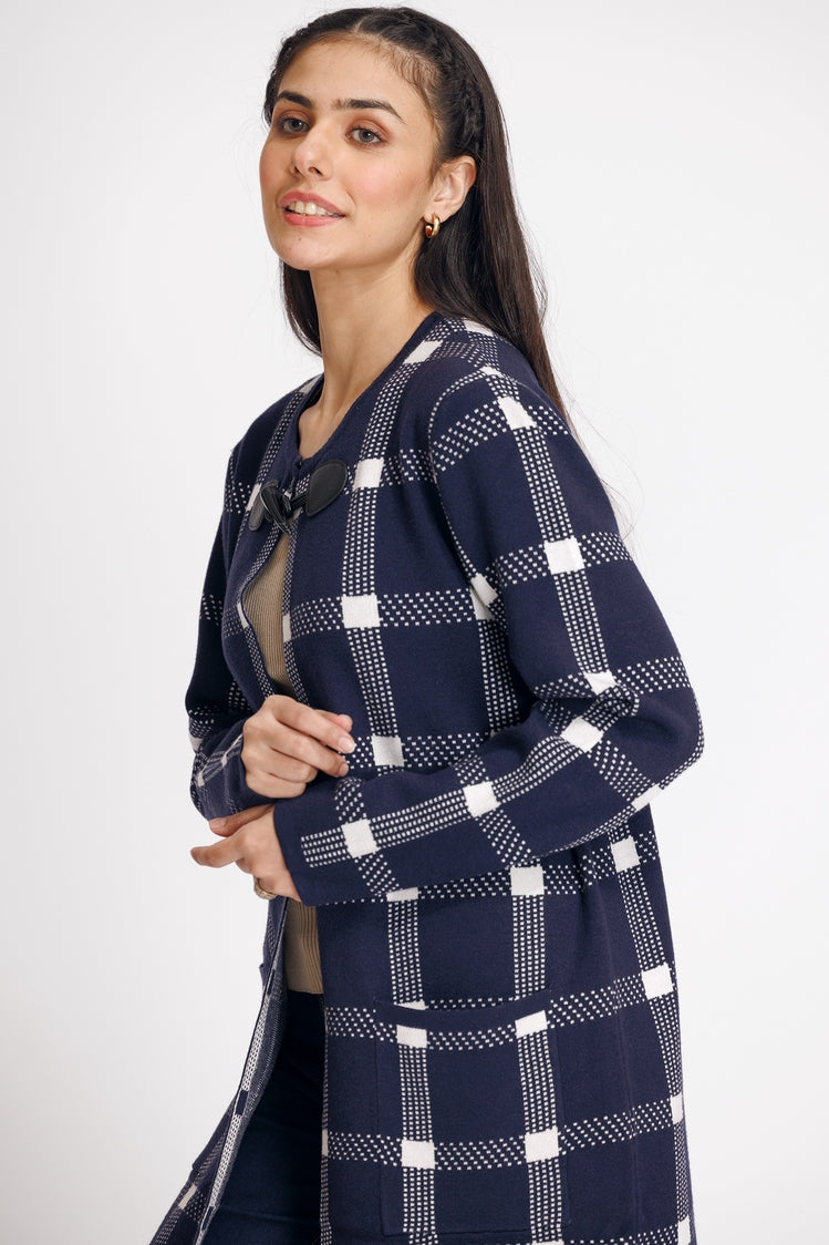 Picture of Ellena - Round Neck Cardigan Sweater - Available at Raja Sahib