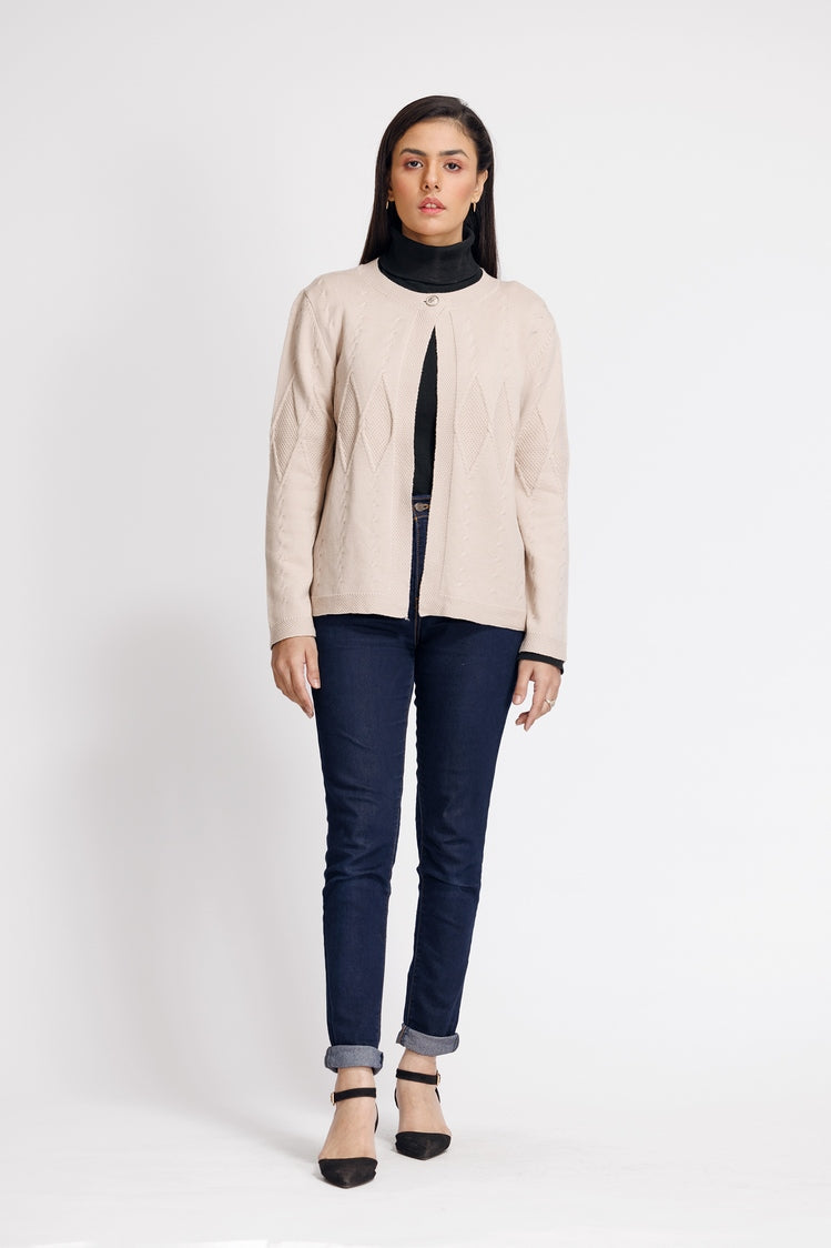 Picture of Ellena - Round Neck Cardigan Sweater - Available at Raja Sahib