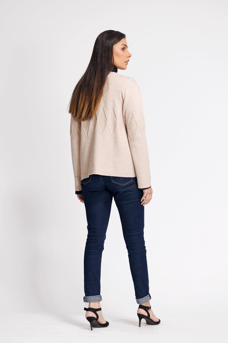 Picture of Ellena - Round Neck Cardigan Sweater - Available at Raja Sahib