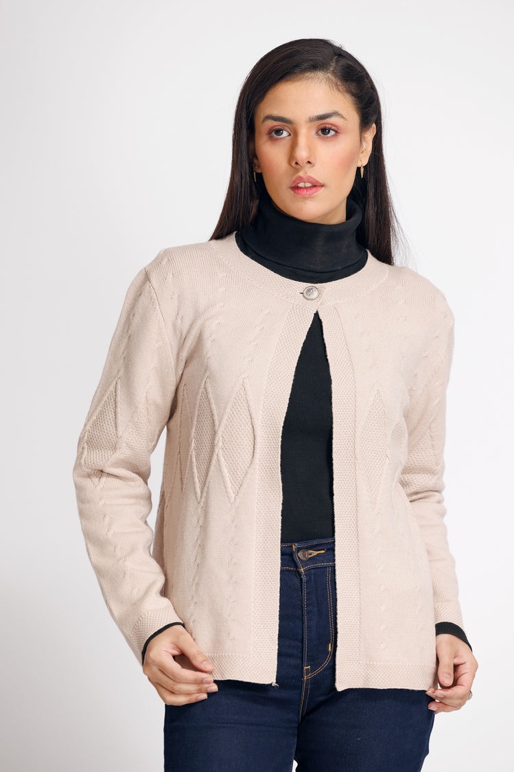 Picture of Ellena - Round Neck Cardigan Sweater - Available at Raja Sahib