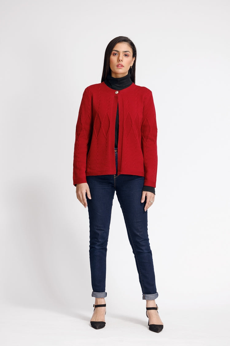 Picture of Ellena - Round Neck Cardigan Sweater - Available at Raja Sahib