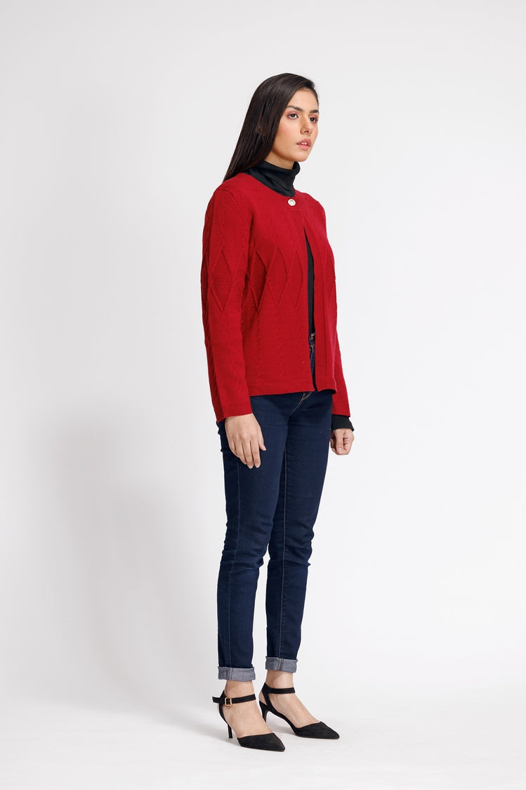 Picture of Ellena - Round Neck Cardigan Sweater - Available at Raja Sahib