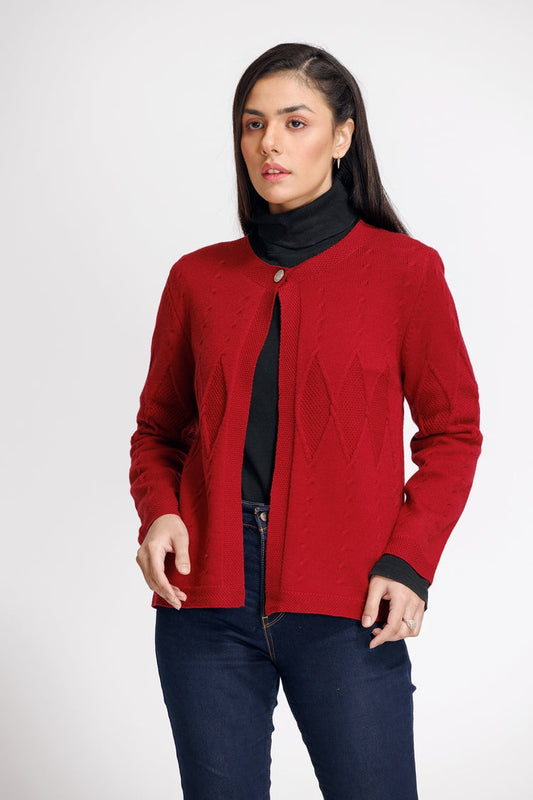 Picture of Ellena - Round Neck Cardigan Sweater - Available at Raja Sahib