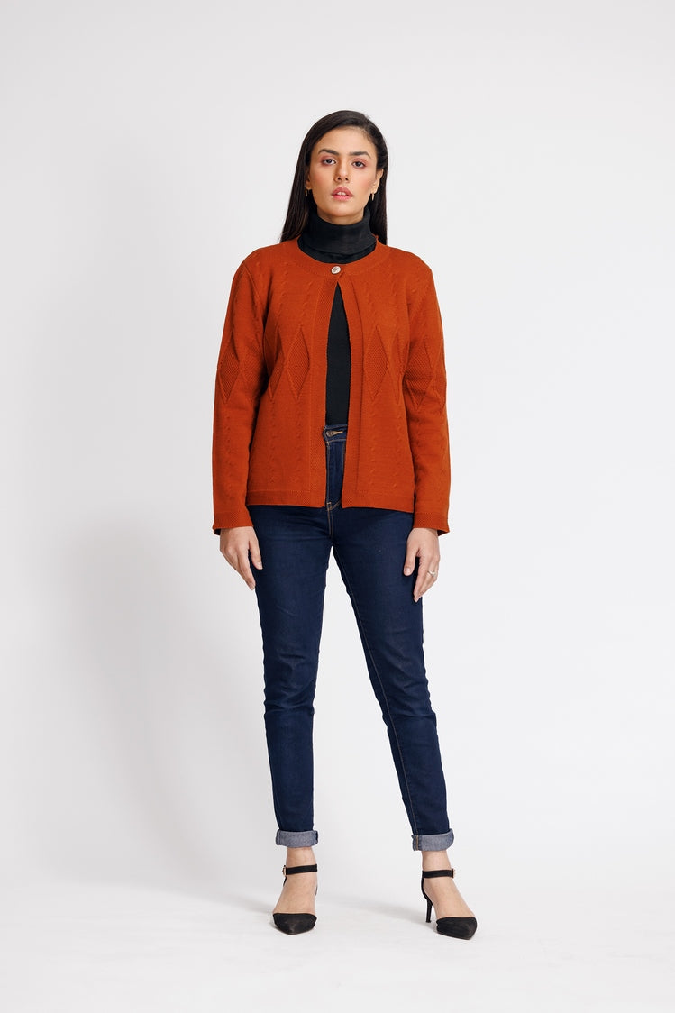 Picture of Ellena - Round Neck Cardigan Sweater - Available at Raja Sahib