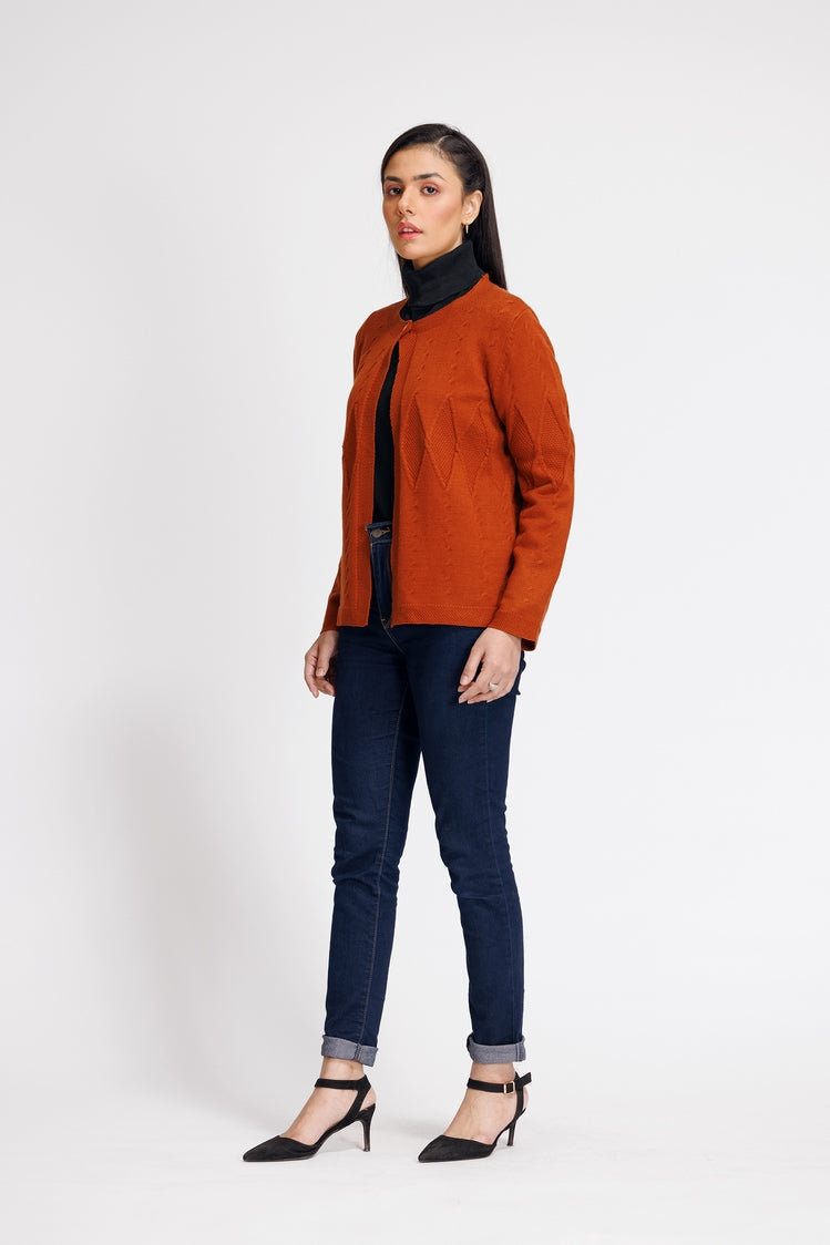 Picture of Ellena - Round Neck Cardigan Sweater - Available at Raja Sahib