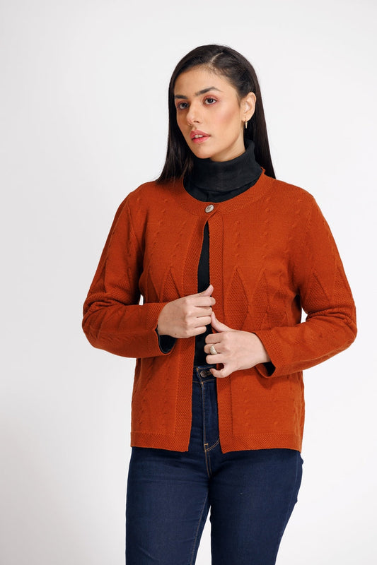 Picture of Ellena - Round Neck Cardigan Sweater - Available at Raja Sahib
