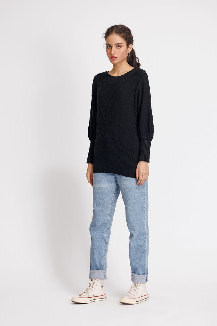 Picture of Ellena - Round Neck Pullover Sweater - Available at Raja Sahib