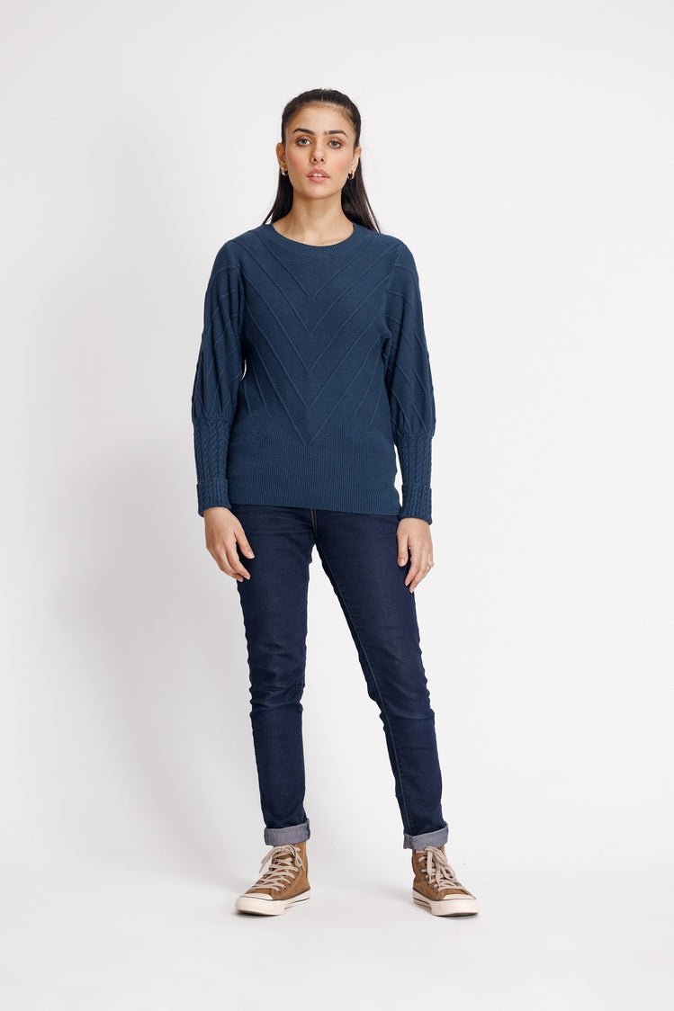Picture of Ellena - Round Neck Pullover Sweater - Available at Raja Sahib