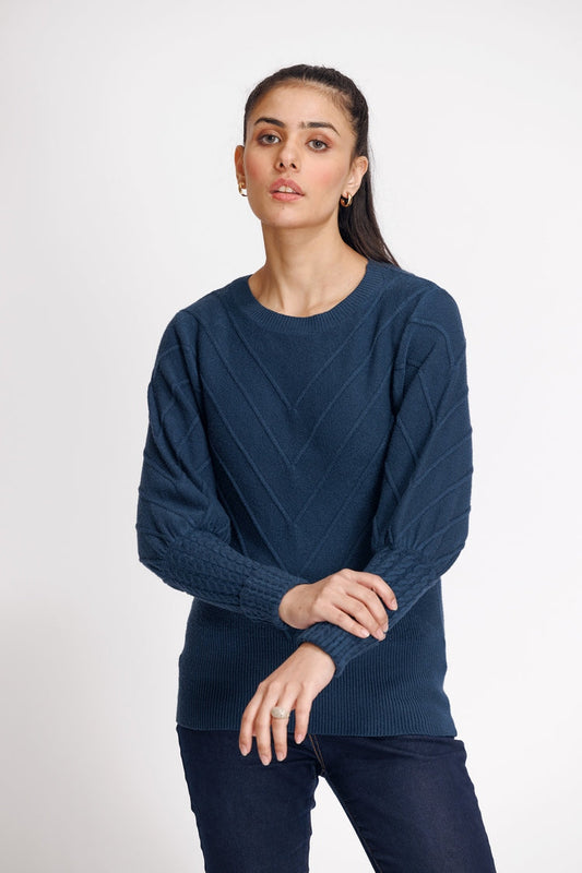 Picture of Ellena - Round Neck Pullover Sweater - Available at Raja Sahib