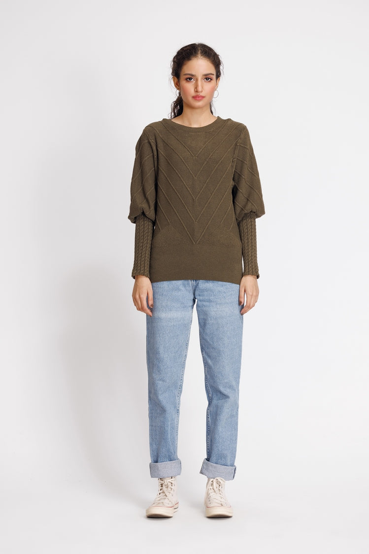 Picture of Ellena - Round Neck Pullover Sweater - Available at Raja Sahib