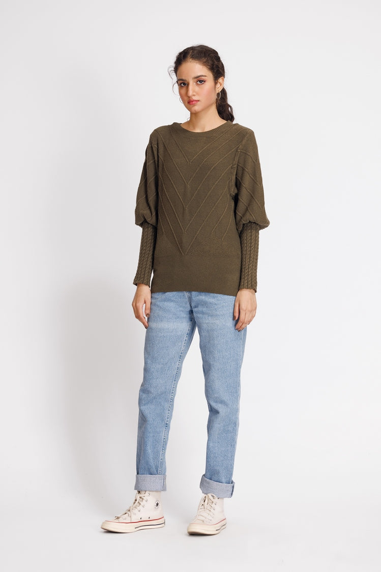 Picture of Ellena - Round Neck Pullover Sweater - Available at Raja Sahib