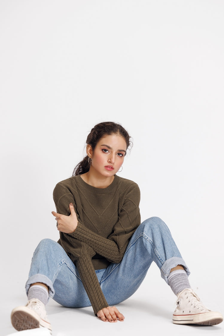 Picture of Ellena - Round Neck Pullover Sweater - Available at Raja Sahib