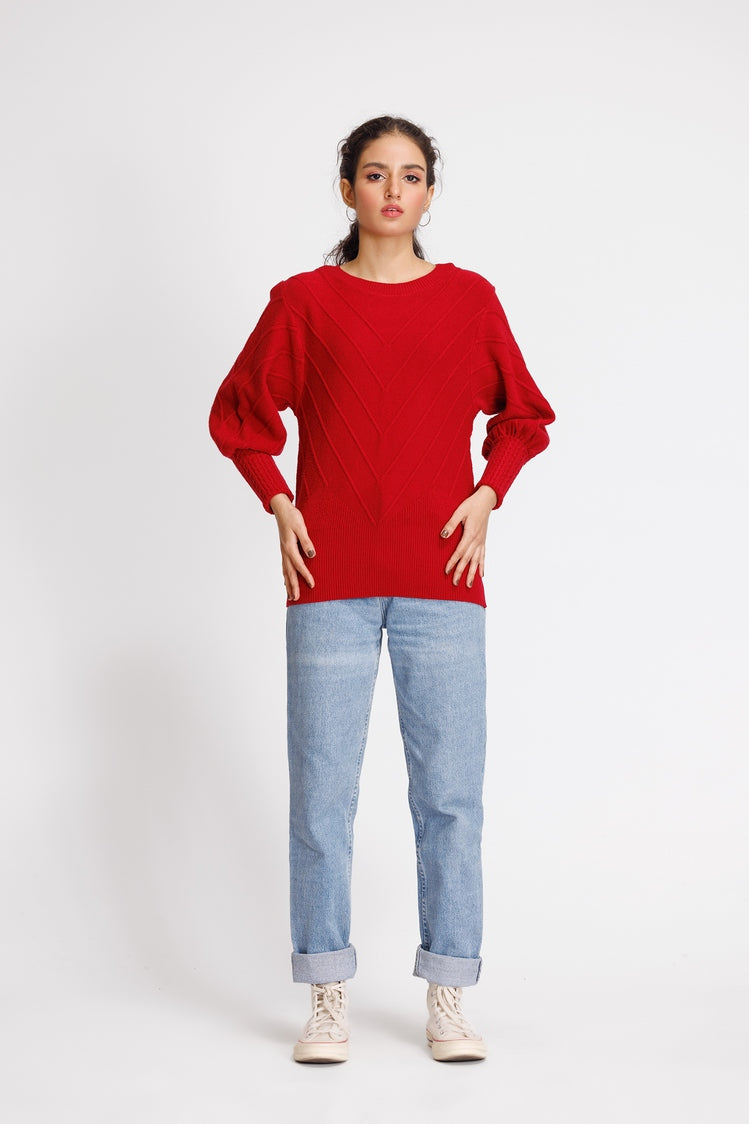 Picture of Ellena - Round Neck Pullover Sweater - Available at Raja Sahib