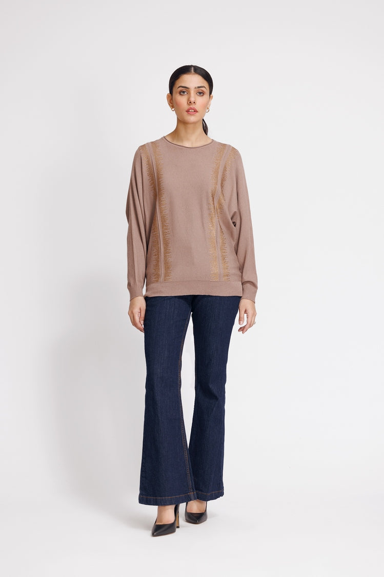 Picture of Ellena - Round Neck Pullover Sweater - Available at Raja Sahib