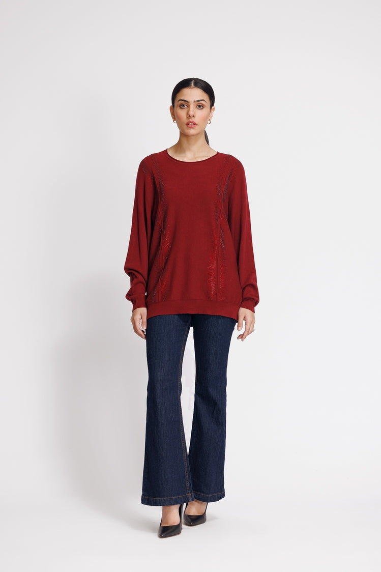 Picture of Ellena - Round Neck Pullover Sweater - Available at Raja Sahib