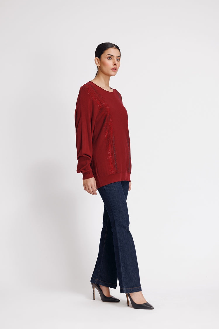 Picture of Ellena - Round Neck Pullover Sweater - Available at Raja Sahib