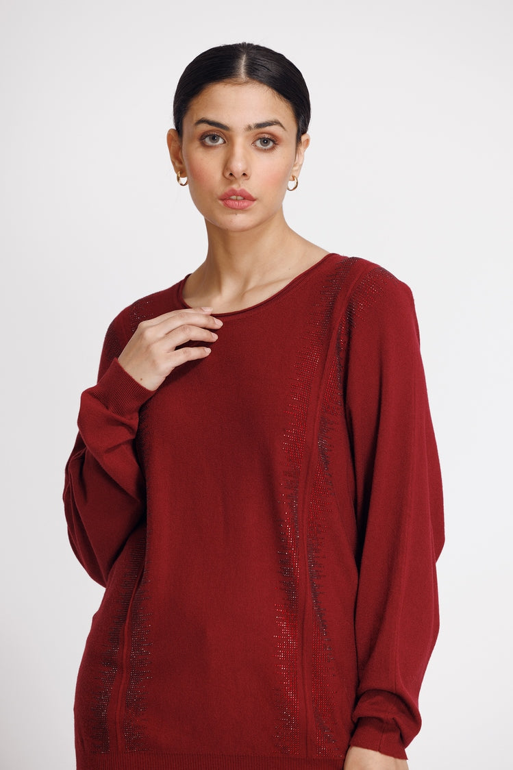 Picture of Ellena - Round Neck Pullover Sweater - Available at Raja Sahib