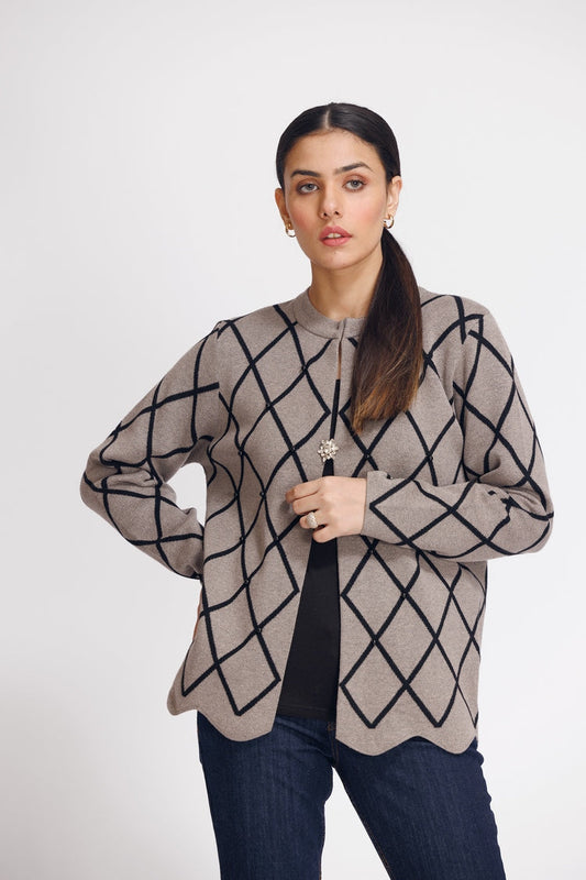 Picture of Ellena - Round Neck Cardigan Sweater - Available at Raja Sahib