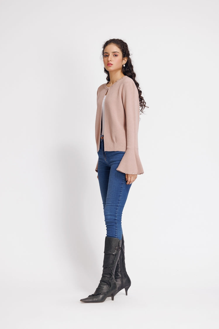 Picture of Ellena - Round Neck Cardigan Sweater - Available at Raja Sahib