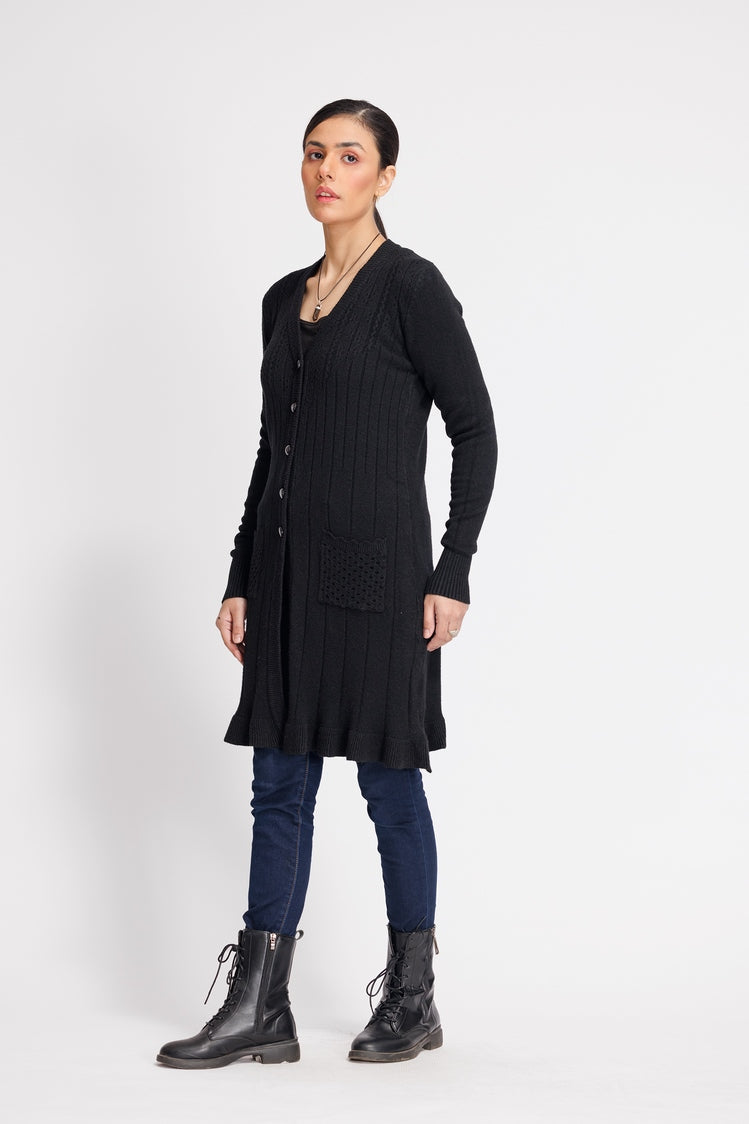 Picture of Ellena - V-Neck Cardigan Sweater - Available at Raja Sahib