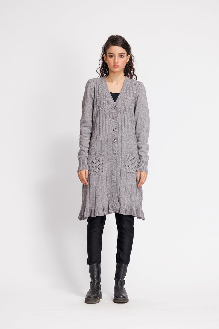 Picture of Ellena - V-Neck Cardigan Sweater - Available at Raja Sahib