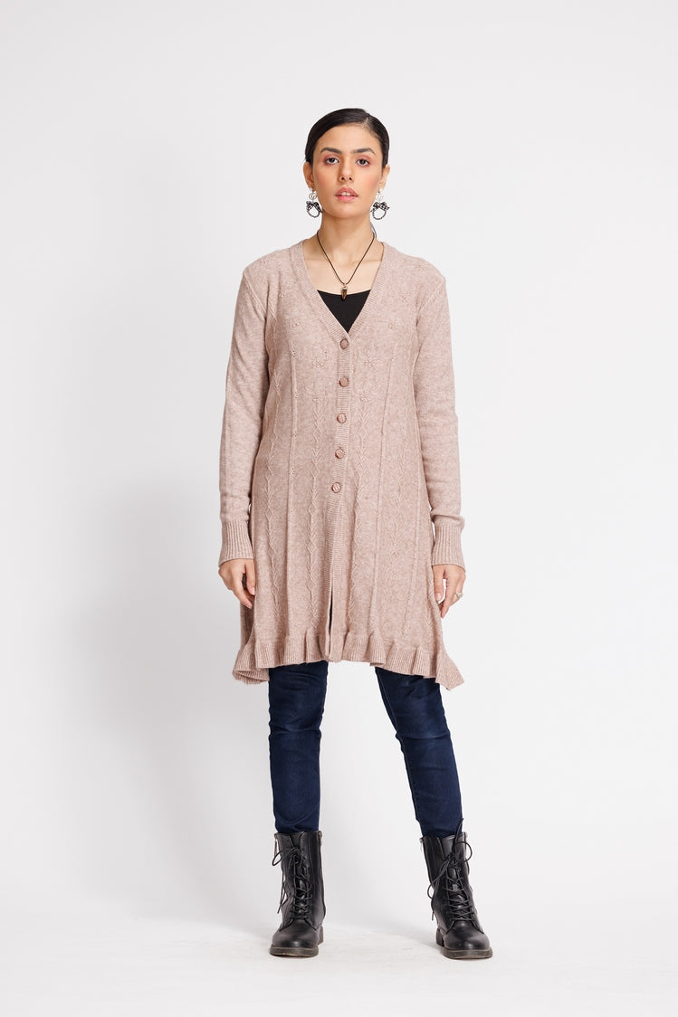Picture of Ellena - V-Neck Cardigan Sweater - Available at Raja Sahib