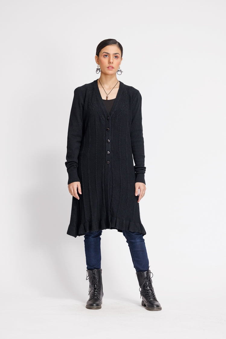 Picture of Ellena - V-Neck Cardigan Sweater - Available at Raja Sahib