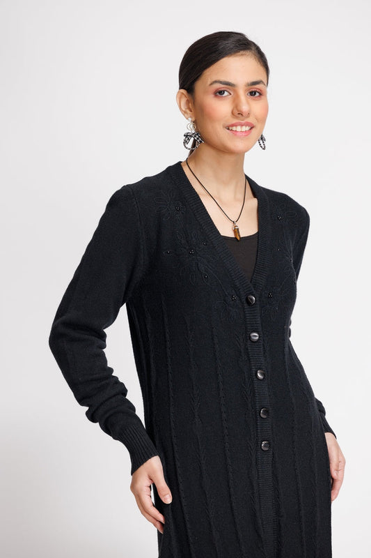Picture of Ellena - V-Neck Cardigan Sweater - Available at Raja Sahib